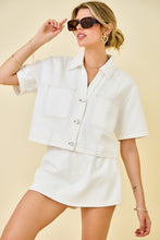 Load image into Gallery viewer, Off White Boxy Denim Button Down SS Top