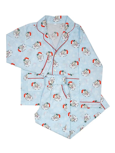 Kid’s Blue Vintage Santa PJ Set