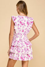 Load image into Gallery viewer, Pink Floral Lace Ruffle Detail Dress