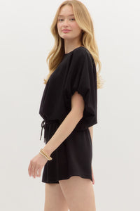 Black Jersey Knit Bubble Hem Set