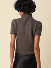 Load image into Gallery viewer, Brown SS Mock Neck Sweater Top