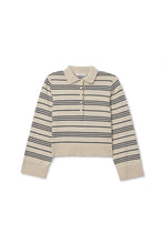 Load image into Gallery viewer, Perfect White Tee Oatmeal/Navy Stripe Rugby Sweater