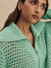 Load image into Gallery viewer, Varley Eloise Full Zip Knit- Dusty Jade Green