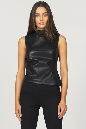 Shaunee Leather Slvls Top Black