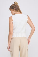 Load image into Gallery viewer, Off White Pointelle Scallop Button Vest
