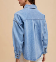 Load image into Gallery viewer, Light Denim Rhinestone Embellished Oversized Shirt