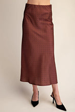 Load image into Gallery viewer, Mocha Polka Dot Satin Skirt