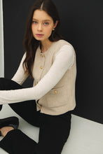 Load image into Gallery viewer, Oatmeal Crewneck Button Sweater Vest