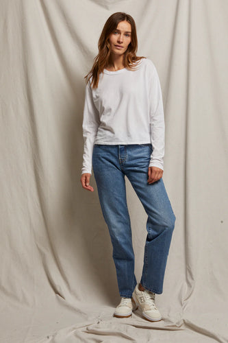 PWT LS Cotton Boxy Crewneck Tee White