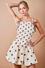 Load image into Gallery viewer, Cream/Brown Polka Dot Bubble Hem Dress