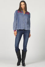 Load image into Gallery viewer, DJD Blue/Red Embroidered LS Top