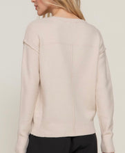 Load image into Gallery viewer, Taupe V-Neck Raised Seam Detail Sweater