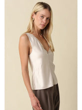 Load image into Gallery viewer, Satin Lace Trim V-Neck Tank Top Champagne