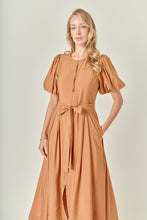 Load image into Gallery viewer, Camel Puff Slv Midi Dress