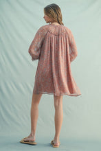 Load image into Gallery viewer, Neutral Floral LS Drop Shoulder Dress