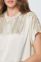 Load image into Gallery viewer, Ecru Satin Shirred Detail SS Top