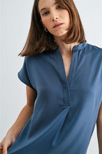 Load image into Gallery viewer, Blue Satin Dolman Slv Blouse