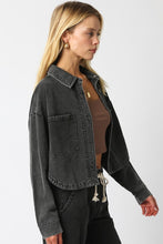 Load image into Gallery viewer, Black Woven Cropped Button Down Top/Jacket