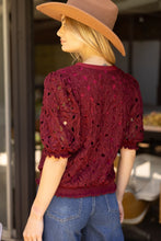 Load image into Gallery viewer, Maroon Floral Crochet Top