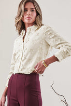 Load image into Gallery viewer, Cream Floral Lace LS Button Down Shirt