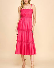 Load image into Gallery viewer, Hot Pink Slvls Pleated Midi Dress
