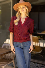 Load image into Gallery viewer, Maroon Floral Crochet Top