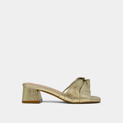 Gold Metallic Ruffled Heel