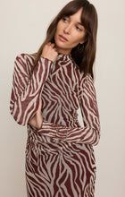 Load image into Gallery viewer, Z Supply Velvet Rouge Sevilla Zebra Mesh Midi Dress