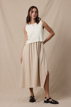 Load image into Gallery viewer, Off White/Taupe Mixed Media Midi Dress