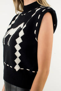 Black Knit Horse Vest (THML)