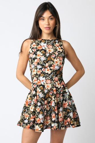 Black Denim Multi Floral Slvls Dress