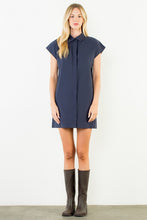 Load image into Gallery viewer, Navy Button Down Collared Short Dress (THML)