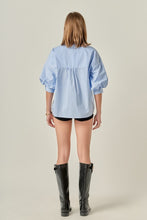 Load image into Gallery viewer, Striped Balloon Slv Shirt Cobalt