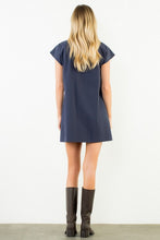 Load image into Gallery viewer, Navy Button Down Collared Short Dress (THML)