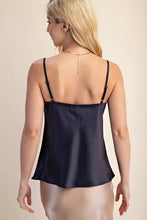 Load image into Gallery viewer, Navy Satin Cowl Neck Top