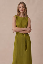 Load image into Gallery viewer, Olive Plisse Midi Dress