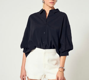 Black Balloon Sleeve SS Blouse