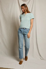 Load image into Gallery viewer, Perfect White Tee Everett Green Striped Jersey SS Tee