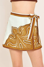 Load image into Gallery viewer, Ivory/Tan Printed Side Tie Skort