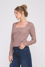 Load image into Gallery viewer, Rose Latte Lace Square Neck LS Top