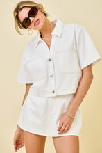 Load image into Gallery viewer, Off White Boxy Denim Button Down SS Top