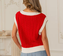 Load image into Gallery viewer, Red w/ White Stripe V-Neck Vest