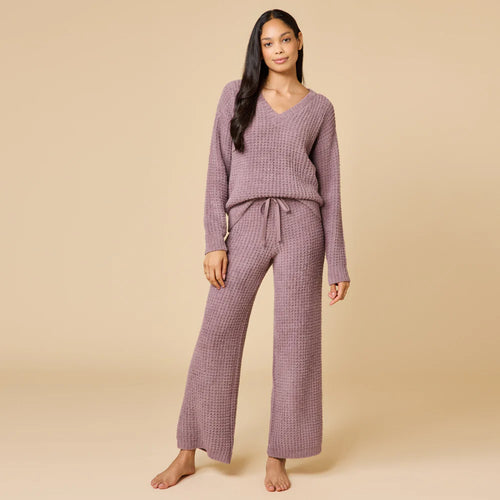 Softies Driftwood Waffle Marshmallow V-Neck + Pant Set
