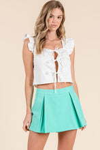 Load image into Gallery viewer, White Ruffle Ribbon Detail Top