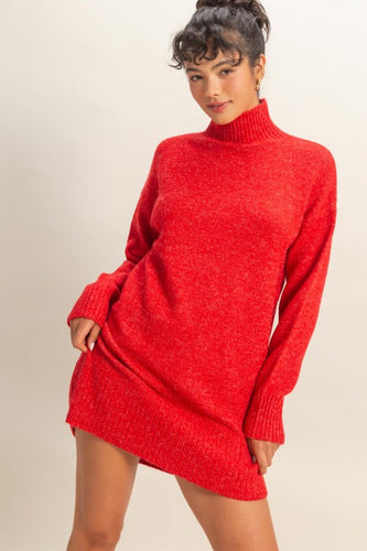 Red LS Sweater Dress