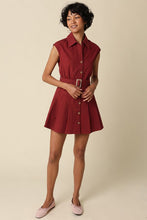 Load image into Gallery viewer, SS Button Down Belted Dress Maroon