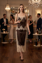Load image into Gallery viewer, Mocha Satin/Lace Top + Skirt Set