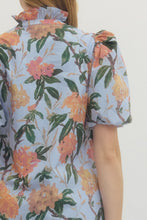 Load image into Gallery viewer, Blue Floral Puff Slv Midi Dress