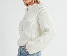 Load image into Gallery viewer, Soft Ribbed Half Zip Sweater White