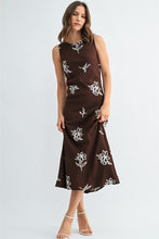 Load image into Gallery viewer, Brown Embroidery Slvls Long Dress